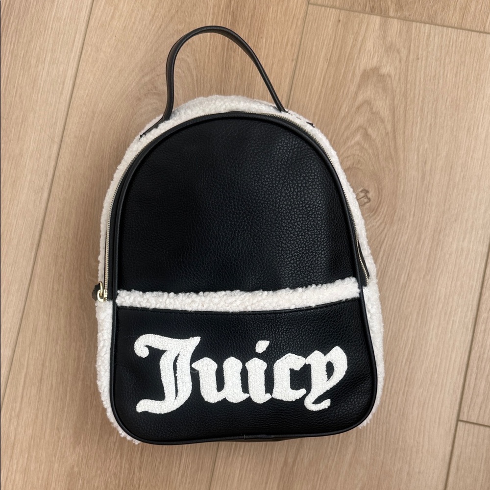 Juicy Couture Black and Cream Sherpa Mini Backpack
